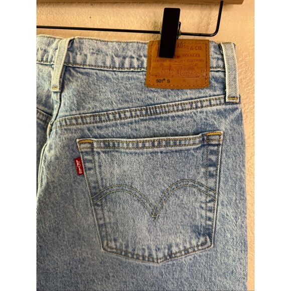 Levis 501S Womens Jeans 28x28 Lightwash Premium Denim Button Fly Skinny Big E - Picture 6 of 14